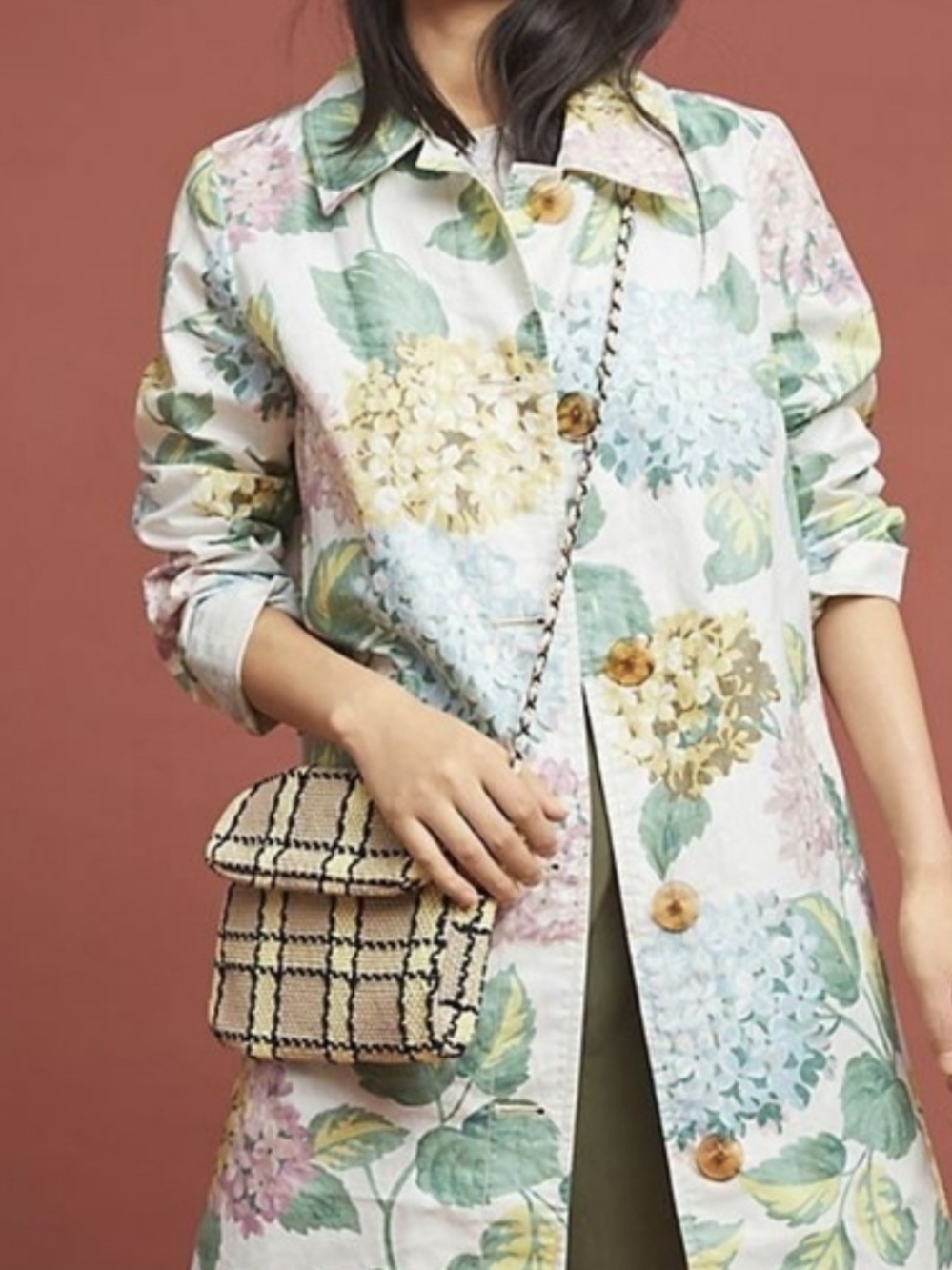 Anthropologie Hydrangea Rain Coat.